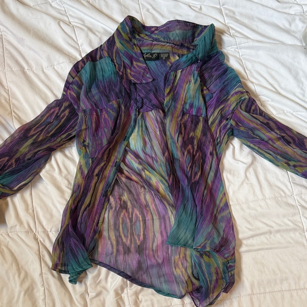 Vibrant Multicolor Sheer Blouse